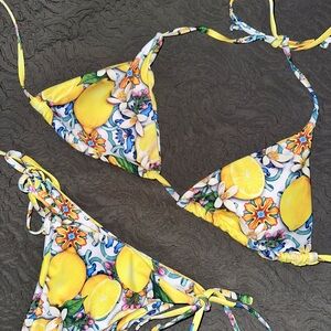 Vibrant Lemon Print Bikini Set